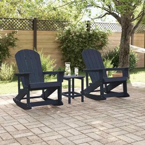 vidaXL Σετ Ξαπλώστρας Κήπου 3 pcs Σκούρο μπλε HDPE