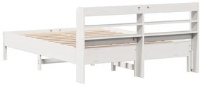 vidaXL Σκελετός Κρεβ. Χωρίς Στρώμα Λευκό 160x200 εκ Μασίφ Πεύκο