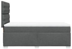 Κρεβάτι Boxspring με Στρώμα Σκούρο Γκρι 90x190 εκ. Υφασμάτινο - Γκρι