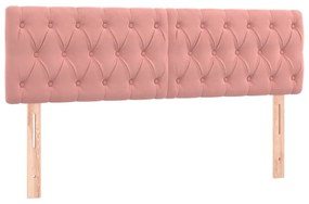 Κρεβάτι Boxspring με Στρώμα &amp; LED Ροζ 160x200 εκ. Βελούδινο - Ροζ