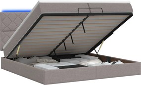 vidaXL Κρεβάτι Ottoman με Στρώμα και LED Taupe 200 x 200 cm Ύφασμα