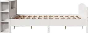vidaXL Κρεβάτι Βιβλιοθήκη Χωρίς Στρώμα Λευκό 135x190 εκ Μασίφ Πεύκο