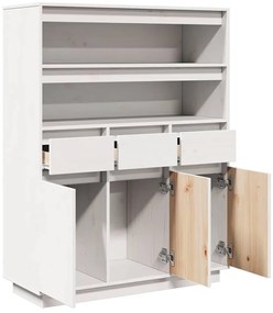vidaXL Ντουλάπι Ψηλό Λευκό 89x34x116,5 εκ. από Μασίφ Ξύλο Πεύκου