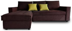 Γωνιακός καναπές-κρεβάτι Lorenzo με αποθηκευτικό χώρο, σκούρο καφέ 235x90x165cm Αριστερή γωνία - VAS4589