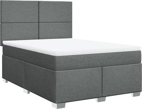 vidaXL Κρεβάτι Boxspring με Στρώμα Σκούρο Γκρι 140x200 εκ Υφασμάτινο