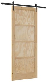vidaXL Συρόμενη Πόρτα Χειροκίνητος Καφέ 86 x 211 cm Μασίφ ξύλο πεύκου