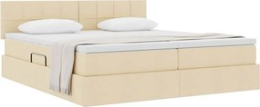 vidaXL Κρεβάτι Αποθήκης με στρώμα Κρέμ 200 x 200 cm Τεχνητό Δέρμα
