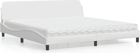 vidaXL Κρεβάτι με Στρώμα Dover Λευκό 200x200 εκ. Συνθετικό Δέρμα