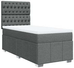 Κρεβάτι Boxspring με Στρώμα Σκούρο Γκρι 100x200 εκ. Υφασμάτινο - Γκρι