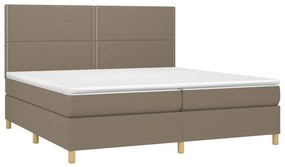 vidaXL Κρεβάτι Boxspring με Στρώμα &amp; LED Taupe 200x200 εκ. Υφασμάτινο