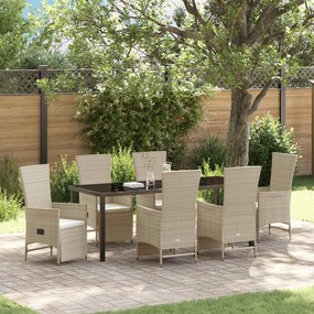 vidaXL Σετ Καρεκλών Κήπου με Ανατολή 7 pcs Μπεζ Κρεμ Λευκό Μαύρο