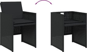 vidaXL Σετ Τραπεζαρίας Κήπου 9 τεμ Μαύρο από Συνθ. Ρατάν με Μαξιλάρια