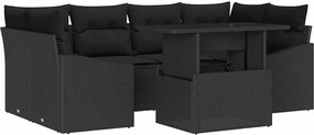 vidaXL Σετ Καναπέ Κήπου με αποθήκευση 7 pcs Μαύρο Πολυ ράταν