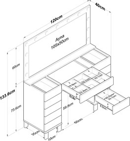 Τουαλέτα Μακιγιάζ Λευκό BRUVODA 120x40x133.6