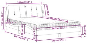 Κρεβάτι με Στρώμα Καφέ 140x200εκ. από Συνθετικό Δέρμα - Καφέ