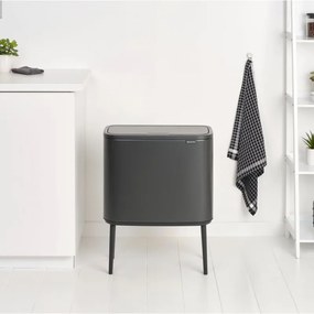 Κάδος Brabantia Bo Touch 1008857, 3x11 l, Ομαλό και αθόρυβο άνοιγμα, Μεγάλο άνοιγμα, Σκούρο γκρι