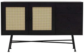 Μπουφές Nala 141HWR1152 160x40x90cm Black-Natural Particle Board, Metal