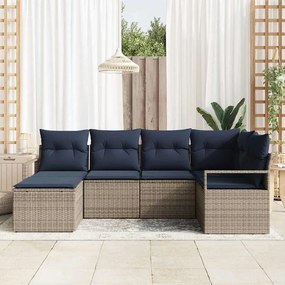 vidaXL Σετ Καναπέ με μαξιλάρι 6 pcs Γκρι συνθετικό ρατάν
