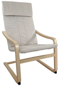 Πολυθρόνα ArteLibre NORDVIK Μπεζ/Φυσικό Ύφασμα/Ξύλο 60x71x105cm