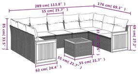 vidaXL Σετ Καναπέ Κήπου 10 τεμ. Μπεζ Συνθετικό Ρατάν με Μαξιλάρια