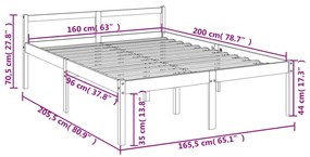 Κρεβάτι Ηλικιωμένων Λευκό 160 x 200 εκ. από Μασίφ Ξύλο Πεύκου - Λευκό