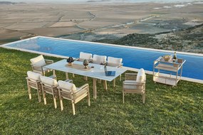 Garden Table &amp; Chairs Set (8 Pieces) Venedik Ceramic Beige