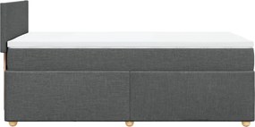 vidaXL Κρεβάτι Boxspring με Στρώμα Σκούρο Γκρι 100x200 εκ. Υφασμάτινο