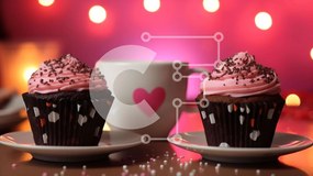 Intra Συλλεκτικό Ξύλινο Παζλ Plywood  4mm - Cupcakes με γλάσο σε σχήμα καρδιάς σε πιάτα με καραμέλα Σε Ξύλινο Κουτί - Διαστάσεις: 10x10 cm – 25 κομμάτια