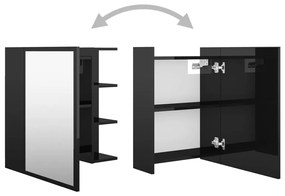 vidaXL Καθρέφτης Μπάνιου Γυαλιστερό Μαύρο 62,5x20,5x64 εκ. Μοριοσανίδα