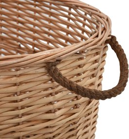 vidaXL Καλάθι Καυσόξυλων με Λαβές Μεταφοράς 56x40x28 εκ. Φυσική Ιτιά