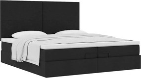 vidaXL Οθωμανικό Κρεβάτι με Στρώματα Μαύρο 200x200cm Ύφασμα