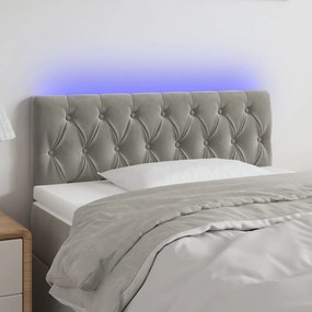 vidaXL Κεφαλάρι Κρεβατιού LED Ανοιχτό Γκρι 90x7x78/88 εκ. Βελούδινο