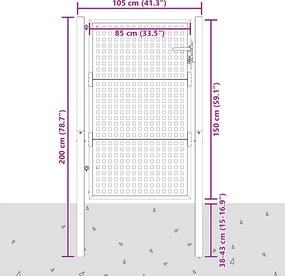 vidaXL Πόρτα Κήπου Ανθρακί 100x150 εκ. Ατσάλι