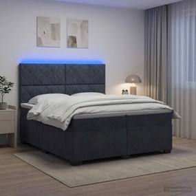 vidaXL Κρεβάτι box spring με στρώμα Σκούρο Γκρι 200 x 200 cm Βελούδο
