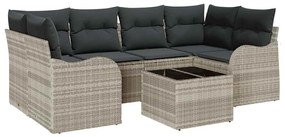 vidaXL Σετ Καναπέ Κήπου 7 pcs Ανοιχτό γκρι 55 x 55 x 37 εκ Πολυ ράταν