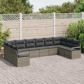 vidaXL Σετ Καναπέ με μαξιλάρι 10 pcs Γκρι συνθετικό ρατάν