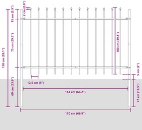 vidaXL Φράχτης κήπου  με αιχμηρές άκρες, Λευκό, 8,5x1 μ, ΜΕΤΑΛΛΟ