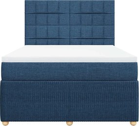 vidaXL Κρεβάτι Boxspring με Στρώμα Μπλε 160x200 εκ. Υφασμάτινο