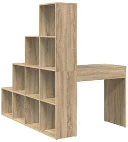 vidaXL Γωνιακό γραφείο με ράφι Sonoma Δρυς 101.5 x 149.5 x 149.5 εκ.