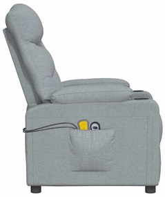 vidaXL Πολυθρόνα Μασάζ με Ανύψωση Ανοιχτό Γκρι Υφασμάτινη