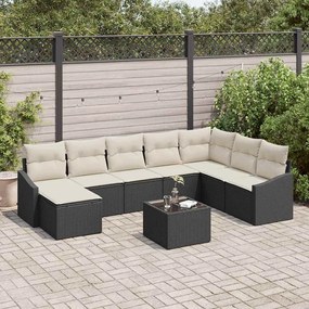 vidaXL Σέτ φαγητού για κήπο με μαξιλάρι 9 pcs Καφέ, Κρέμα