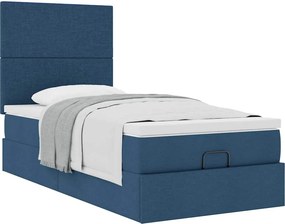 vidaXL Οθωμανικό κρεβάτι με στρώμα μπλε 90x200cm ύφασμα