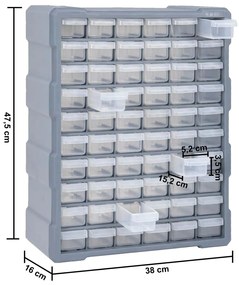 Κουτί Αποθήκευσης/Οργάνωσης με 60 Συρτάρια 38 x 16 x 47,5 εκ. - Γκρι
