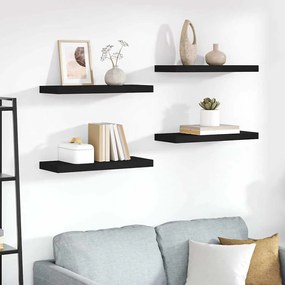 vidaXL Ράφια Τοίχου 4 τεμ. Μαύρα 60x23,5x3,8 εκ. MDF