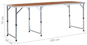 Τραπέζι Κάμπινγκ Πτυσσόμενο 180 x 60 εκ. Αλουμινίου - Καφέ