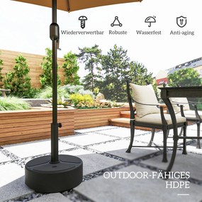 Βάση ομπρέλας από HDPE, γεμιζόμενη βάση ομπρέλας 18kg/20kg με αμμώδες νερό, στρογγυλή μαύρη