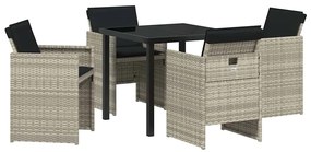 vidaXL Σέτ φαγητού για κήπο 5 pcs Ανοιχτό γκρι συνθετικό ρατάν