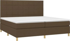 vidaXL Κρεβάτι Boxspring με Στρώμα &amp; LED Σκ.Καφέ 200x200εκ. Υφασμάτινο