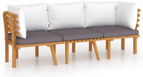 vidaXL Σαλόνι Κήπου Σετ 3 Τεμαχίων από Μασίφ Ξύλο Ακακίας με Μαξιλάρια