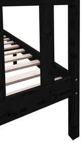vidaXL Πλαίσιο Κρεβατιού Μαύρο 135 x 190 εκ. Μασίφ Ξύλο Πεύκου Double